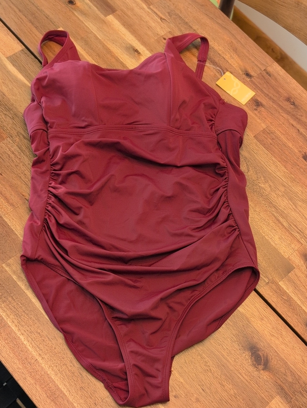 Maternity Ruched One-Piece Swimsuit in Deep Burgundy
